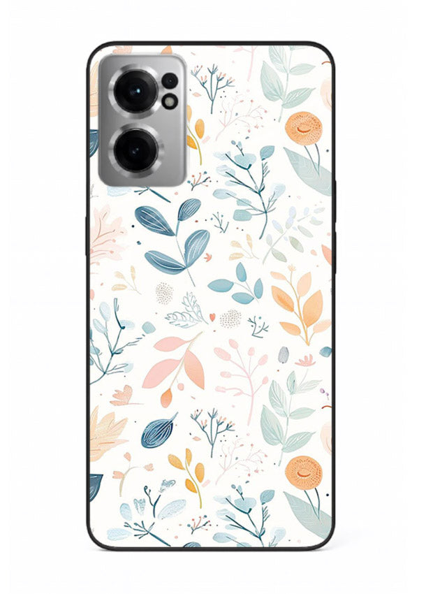 Pastel Garden Leaves pastel botanical pattern OnePlus Nord CE2 5G glass back cover