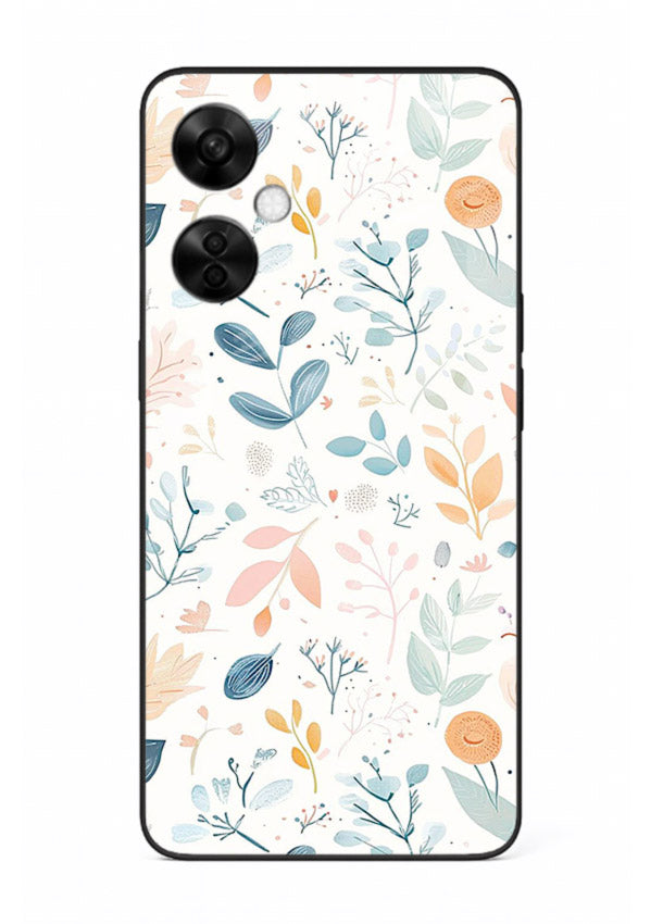 Pastel Garden Leaves pastel botanical pattern OnePlus Nord CE3 Lite glass back cover