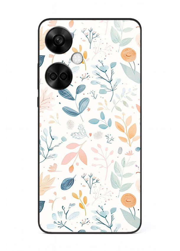 Pastel Garden Leaves pastel botanical pattern OnePlus Nord CE3 glass back cover