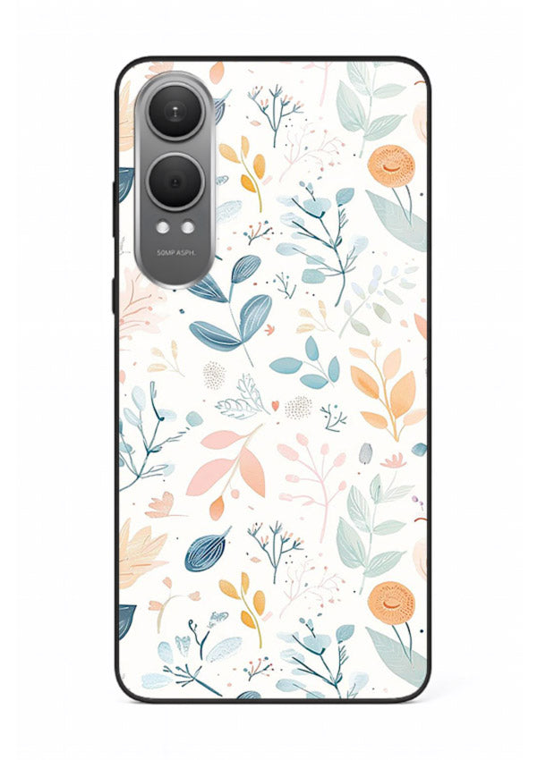 Pastel Garden Leaves pastel botanical pattern OnePlus Nord CE4 Lite glass back cover