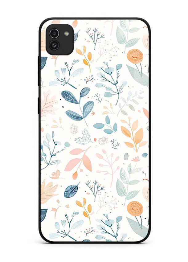 Pastel Garden Leaves pastel botanical pattern Samsung A03 glass back cover