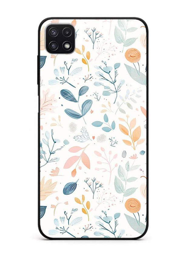 Pastel Garden Leaves pastel botanical pattern Samsung A22 5G glass back cover