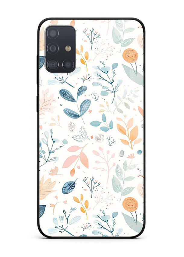 Pastel Garden Leaves pastel botanical pattern Samsung A71 glass back cover