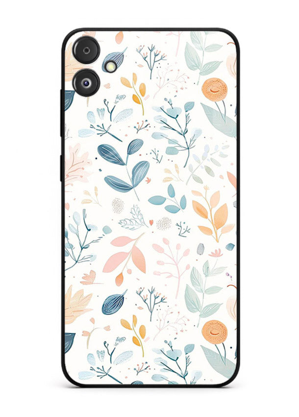 Pastel Garden Leaves pastel botanical pattern Samsung F05 5G glass back cover