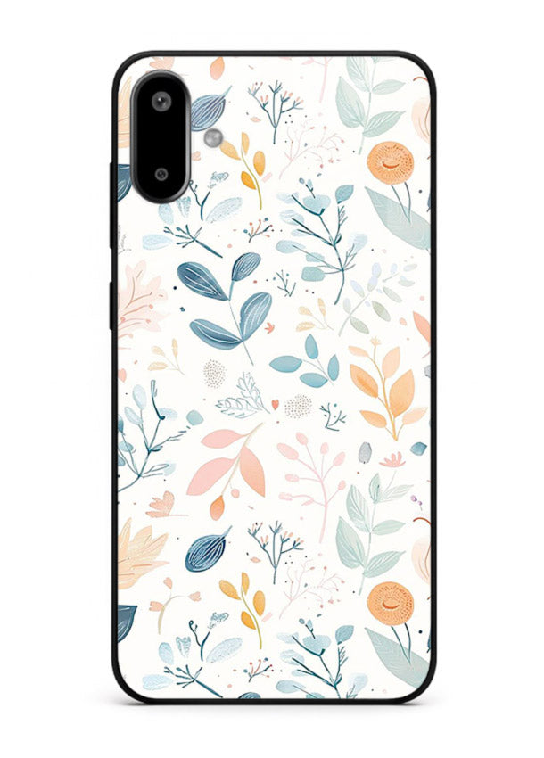 Pastel Garden Leaves pastel botanical pattern Samsung F06 5G glass back cover