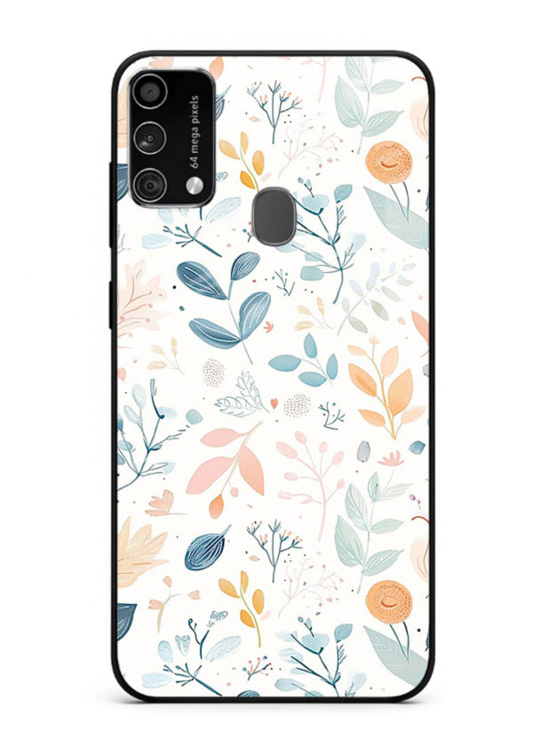 Pastel Garden Leaves pastel botanical pattern Samsung F41 glass back cover