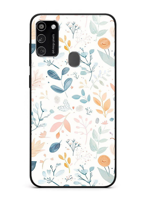 Pastel Garden Leaves pastel botanical pattern Samsung M30s glass back cover