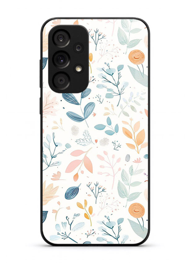 Pastel Garden Leaves pastel botanical pattern Samsung M32 5G glass back cover