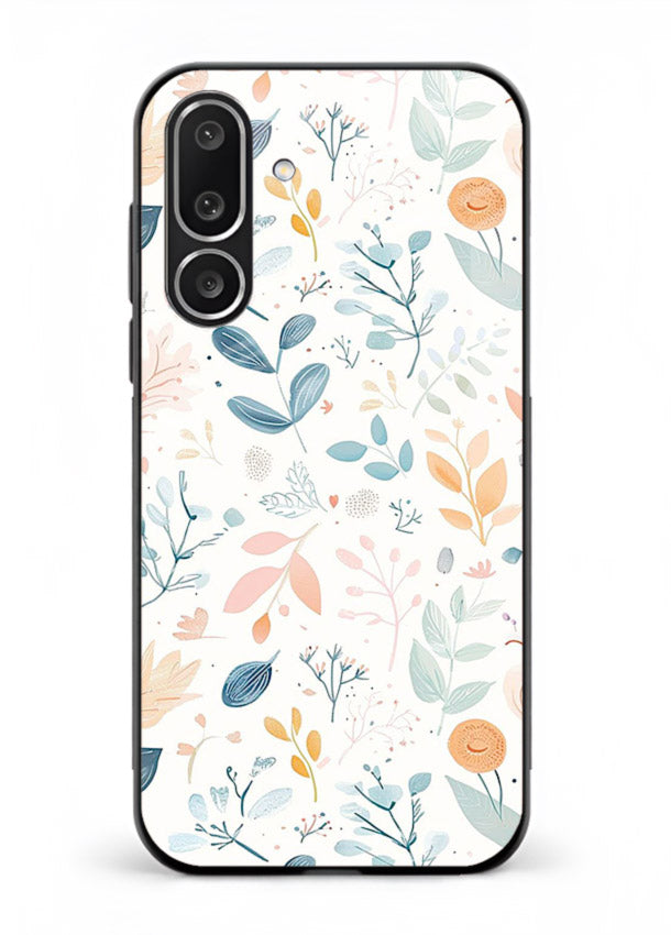 Pastel Garden Leaves pastel botanical pattern Samsung M56 5G glass back cover