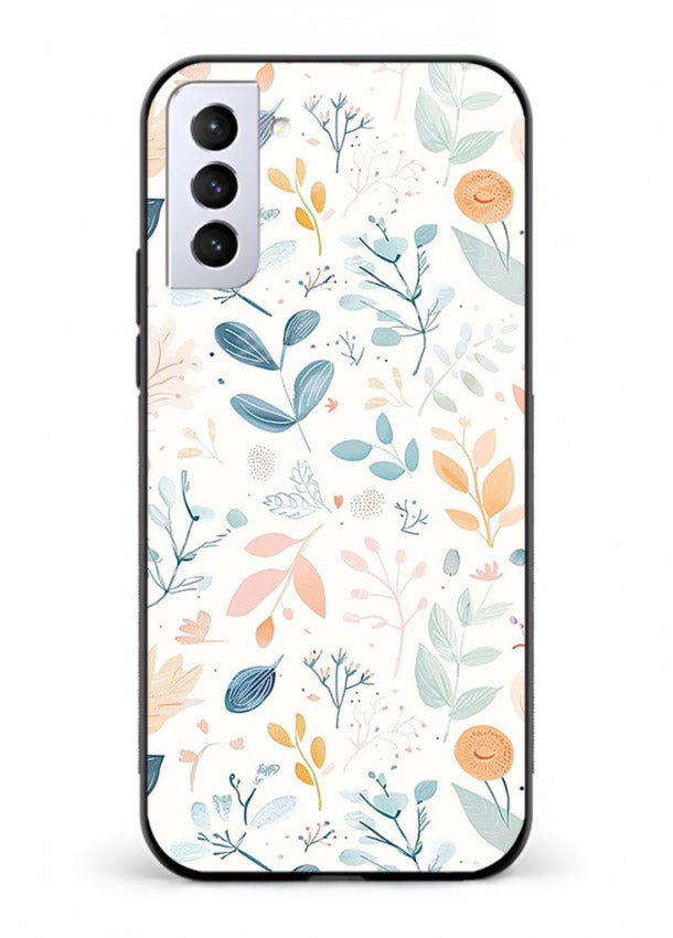 Pastel Garden Leaves pastel botanical pattern Samsung S21 Plus glass back cover