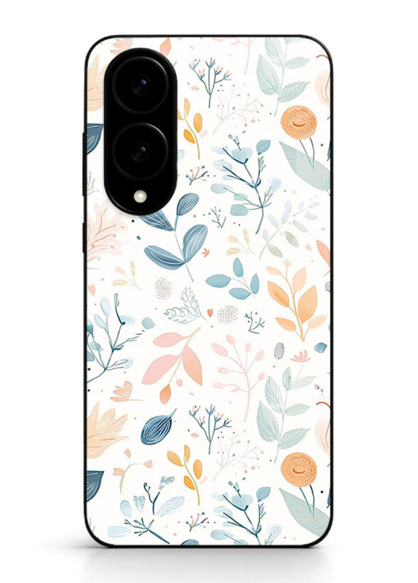 Pastel Garden Leaves pastel botanical pattern Samsung S25 Edge glass back cover