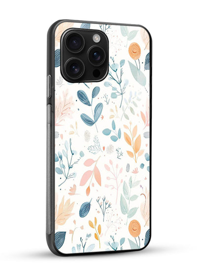Pastel Garden Leaves pastel botanical pattern glossy vibrant premium glass back cover - Angle Side