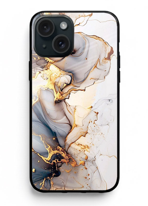 Pastel Geode Veins iphone 14 glass back cover with pastel marble and gold geode details