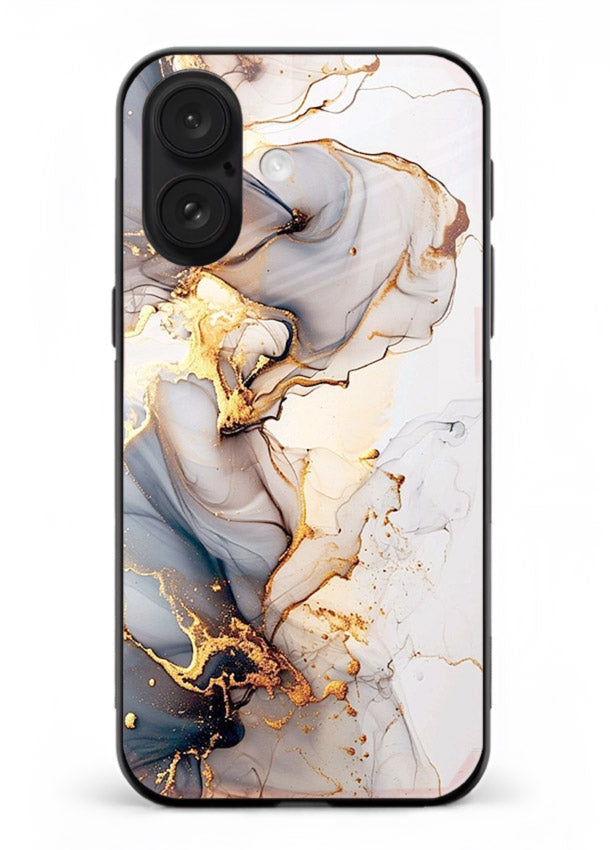 Pastel Geode Veins iphone 17 glass back cover with pastel marble and gold geode details