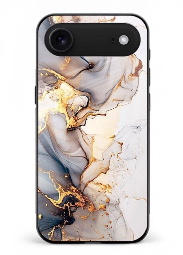 Pastel Geode Veins iphone 17 air glass back cover with pastel marble and gold geode details