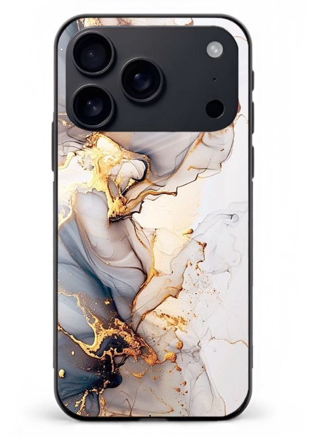 Pastel Geode Veins iphone 18 pro max glass back cover with pastel marble and gold geode details