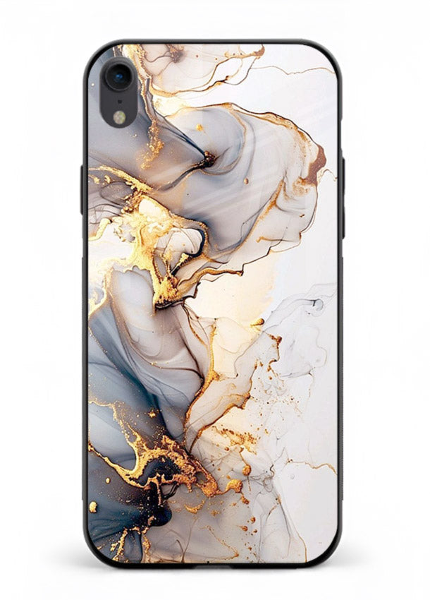 Pastel Geode Veins iphone xr glass back cover with pastel marble and gold geode details