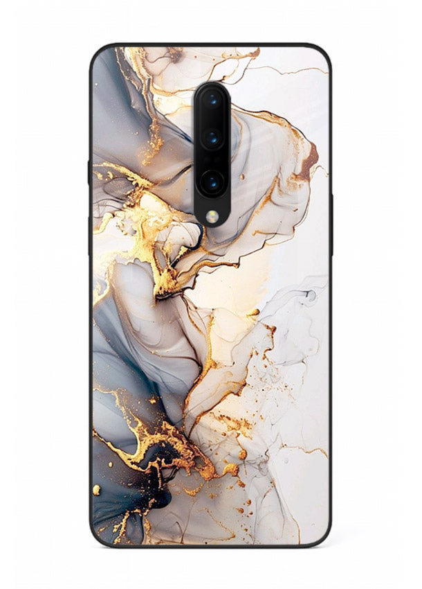 Pastel Geode Veins OnePlus 7 Pro glass back cover with pastel marble and gold geode details