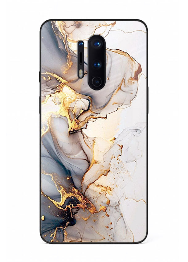 Pastel Geode Veins OnePlus 8 Pro glass back cover with pastel marble and gold geode details