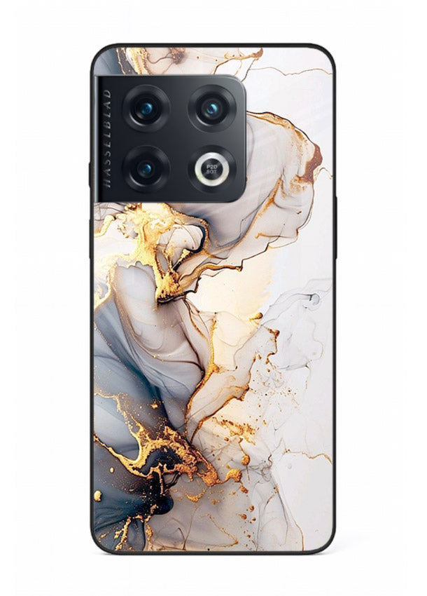 Pastel Geode Veins OnePlus 10 Pro glass back cover with pastel marble and gold geode details