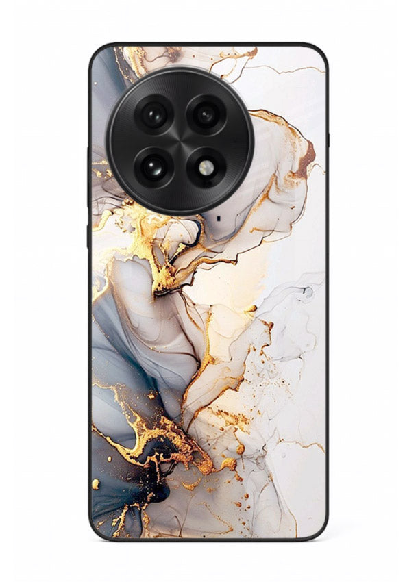 Pastel Geode Veins OnePlus 13 glass back cover with pastel marble and gold geode details