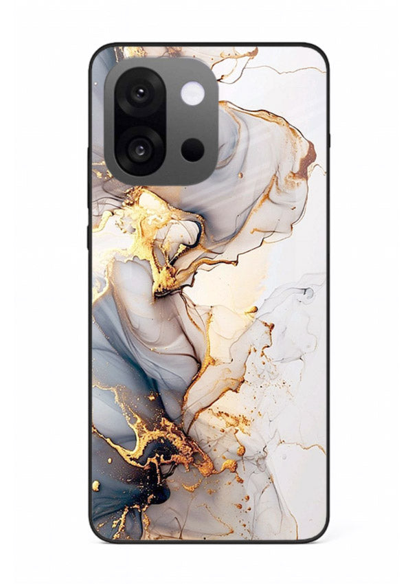 Pastel Geode Veins OnePlus 13s glass back cover with pastel marble and gold geode details