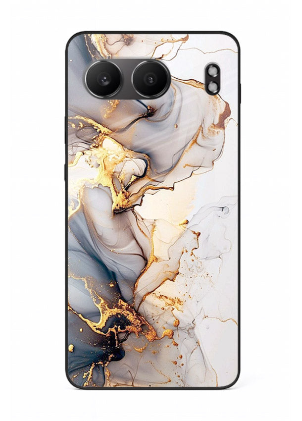 Pastel Geode Veins OnePlus Nord 4 glass back cover with pastel marble and gold geode details
