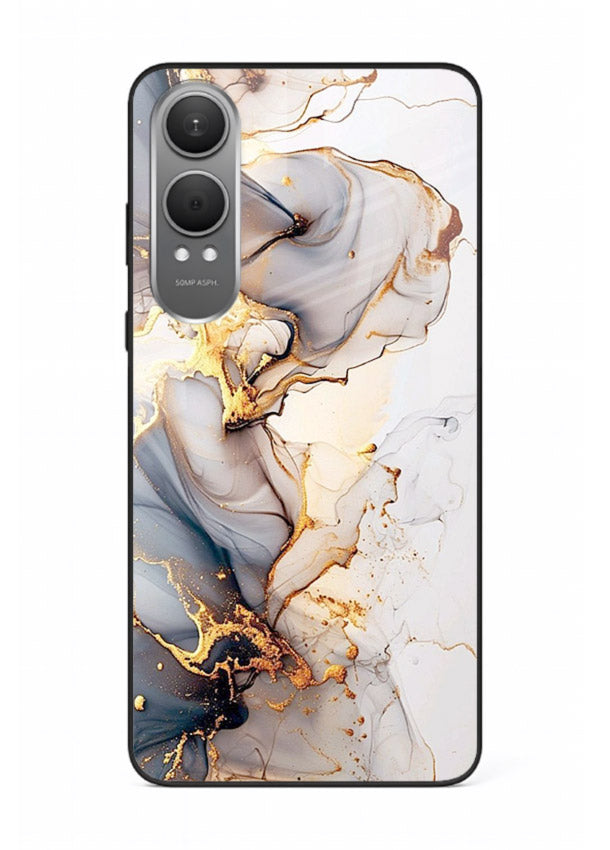Pastel Geode Veins OnePlus Nord CE4 Lite glass back cover with pastel marble and gold geode details