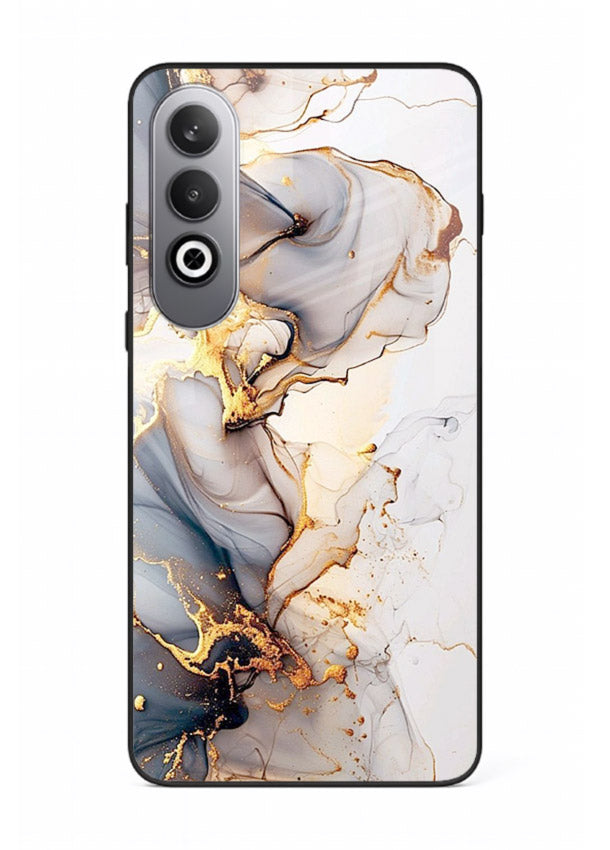 Pastel Geode Veins OnePlus Nord CE4 glass back cover with pastel marble and gold geode details