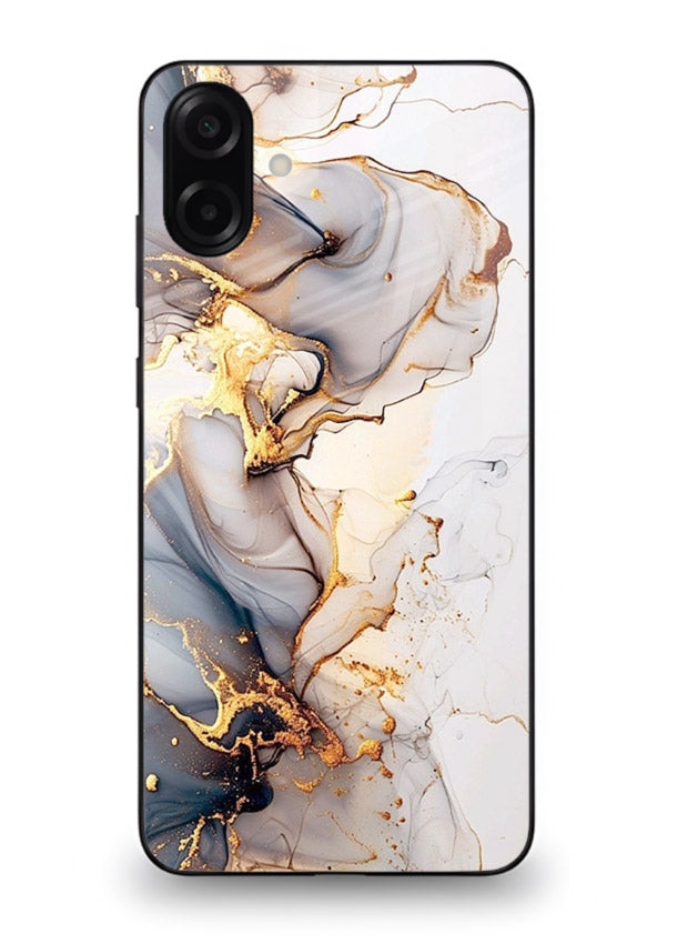 Pastel Geode Veins Samsung A07 4G glass back cover with pastel marble and gold geode details