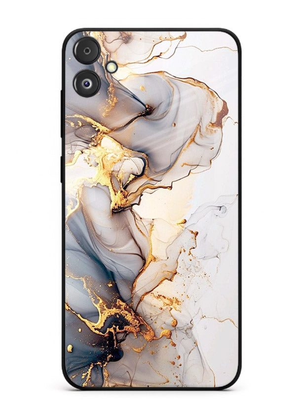 Pastel Geode Veins Samsung F14 5G glass back cover with pastel marble and gold geode details
