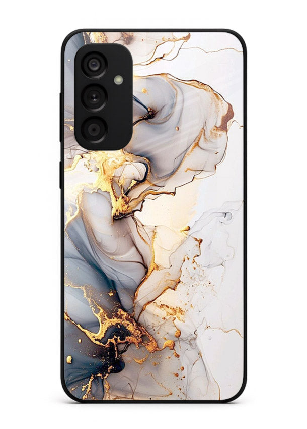 Pastel Geode Veins Samsung F34 5G glass back cover with pastel marble and gold geode details