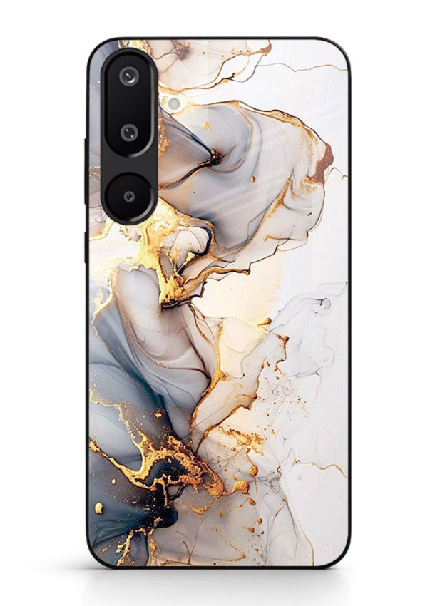 Pastel Geode Veins Samsung F16 5G glass back cover with pastel marble and gold geode details