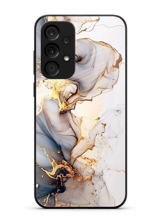 Pastel Geode Veins Samsung A73 5G glass back cover with pastel marble and gold geode details
