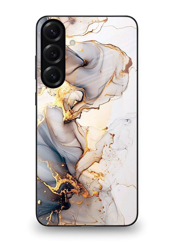 Pastel Geode Veins Samsung A55 5G glass back cover with pastel marble and gold geode details