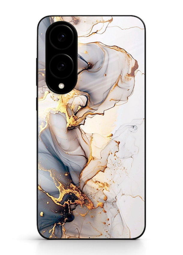 Pastel Geode Veins Samsung S25 Edge glass back cover with pastel marble and gold geode details