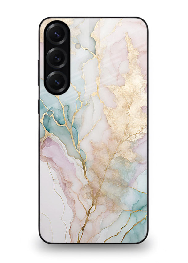 Pastel Gold Marble Samsung A55 5G glass back cover with soft pastel tones and golden marble veining