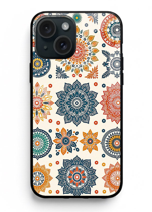 Pastel Mandala Pattern soft pastel mandala iphone 15 plus glass back cover