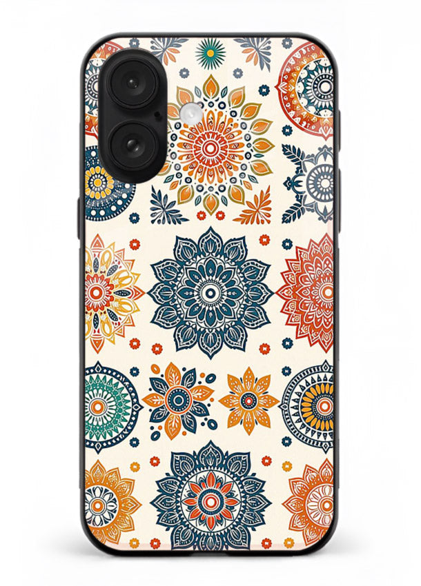 Pastel Mandala Pattern soft pastel mandala iphone 16 plus glass back cover
