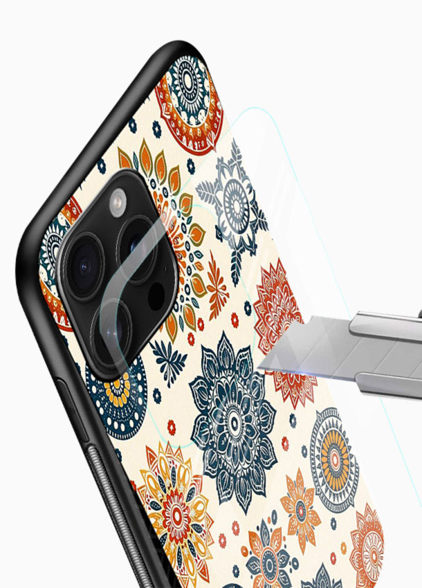 Pastel Mandala Pattern soft pastel mandala glossy vibrant premium glass back cover - Angle Blade