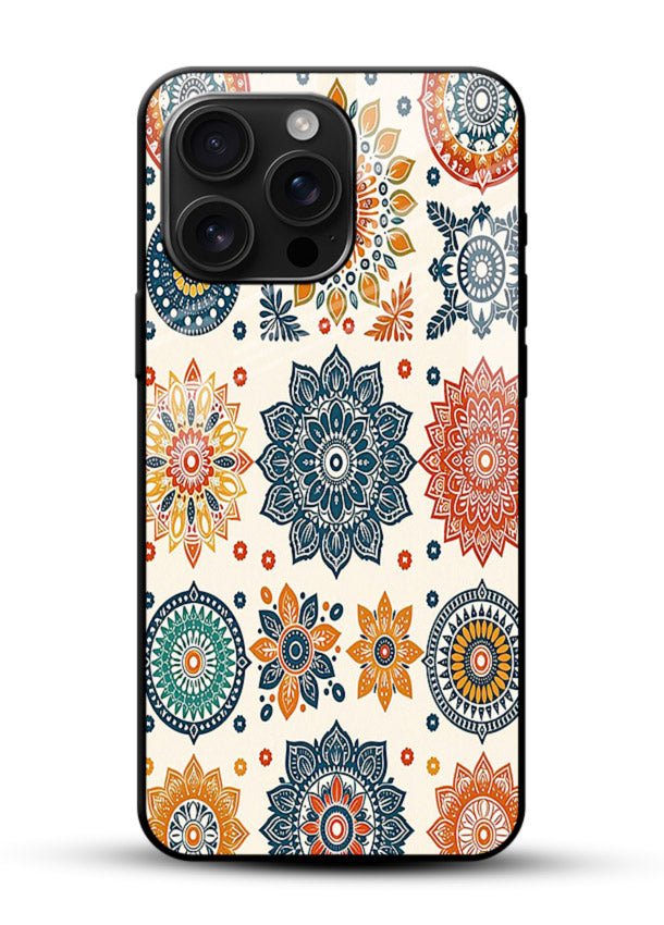 Pastel Mandala Pattern soft pastel mandala glossy vibrant premium glass back cover - Angle Front