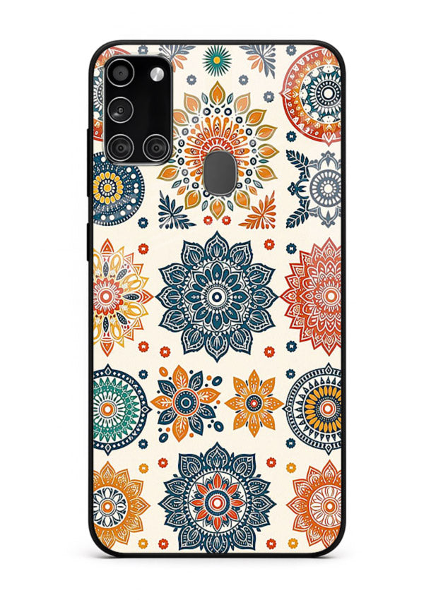 Pastel Mandala Pattern soft pastel mandala Samsung A21s glass back cover