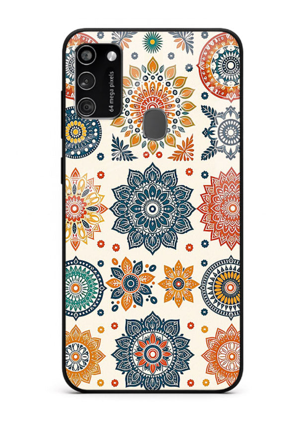 Pastel Mandala Pattern soft pastel mandala Samsung M21 glass back cover