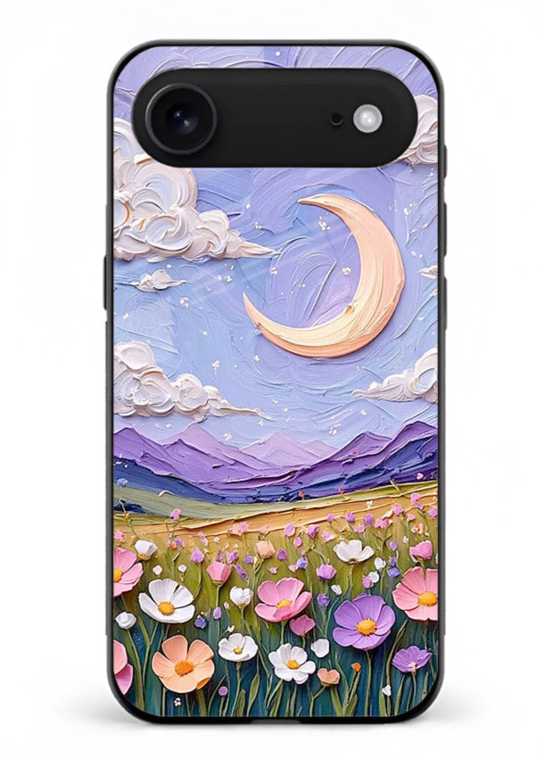 Pastel Moon Flowers pastel floral moon artwork iphone 18 air glass back cover