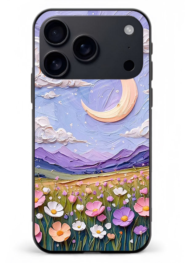 Pastel Moon Flowers pastel floral moon artwork iphone 17 pro max glass back cover