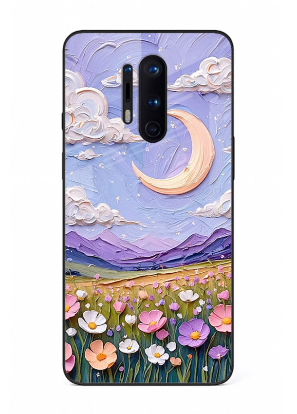 Pastel Moon Flowers pastel floral moon artwork OnePlus 8 Pro glass back cover