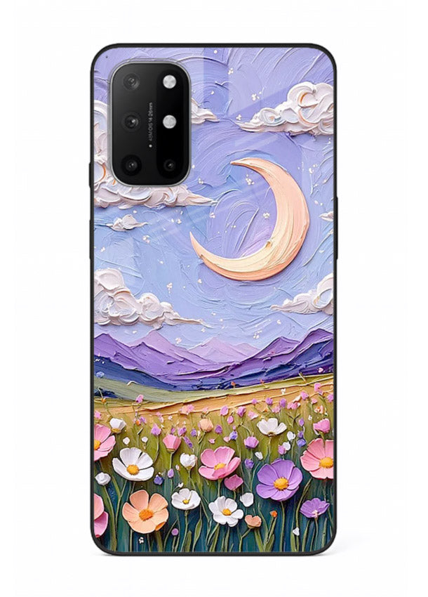 Pastel Moon Flowers pastel floral moon artwork OnePlus 8T glass back cover