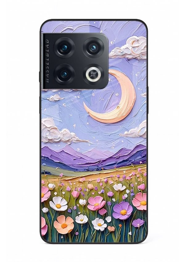 Pastel Moon Flowers pastel floral moon artwork OnePlus 10 Pro glass back cover