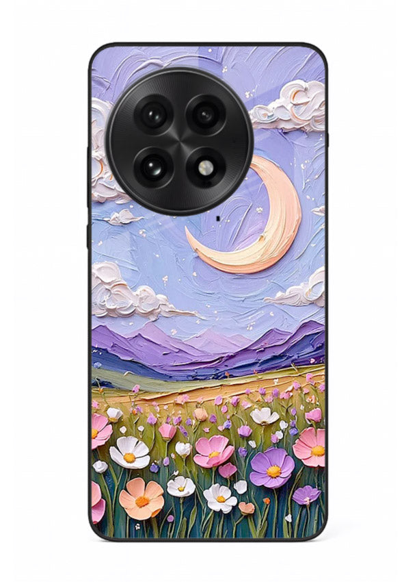 Pastel Moon Flowers pastel floral moon artwork OnePlus 13R glass back cover