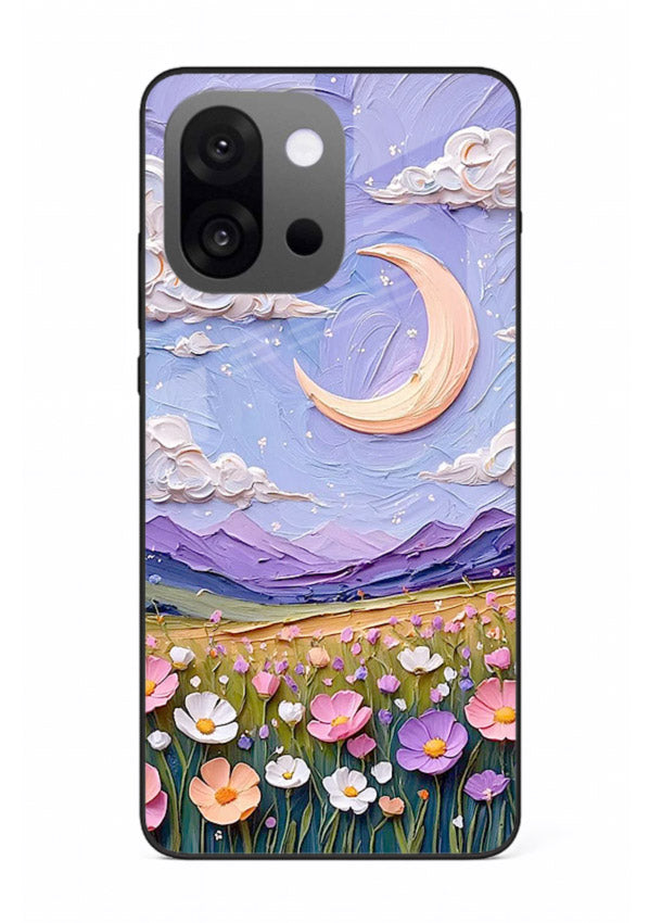 Pastel Moon Flowers pastel floral moon artwork OnePlus 13s glass back cover